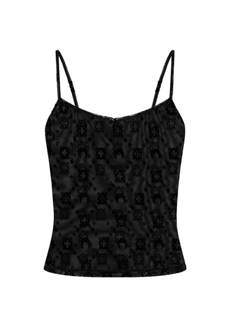 top moonogram mesh flock straps donna black MARINE SERRE | WTO514ACJER0005BK99